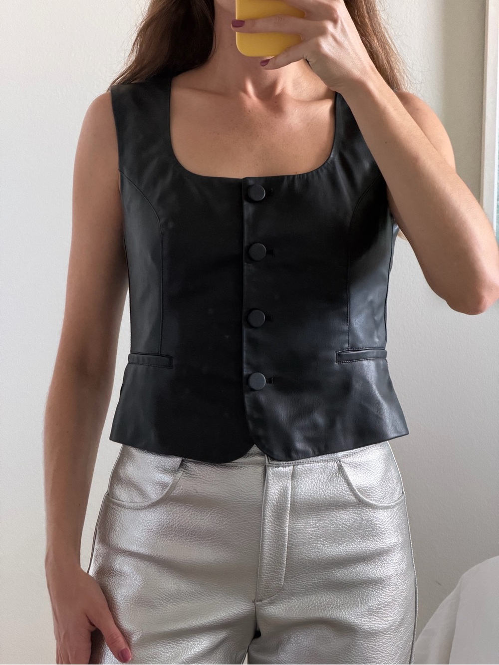 Zara Black Faux Leather Vest